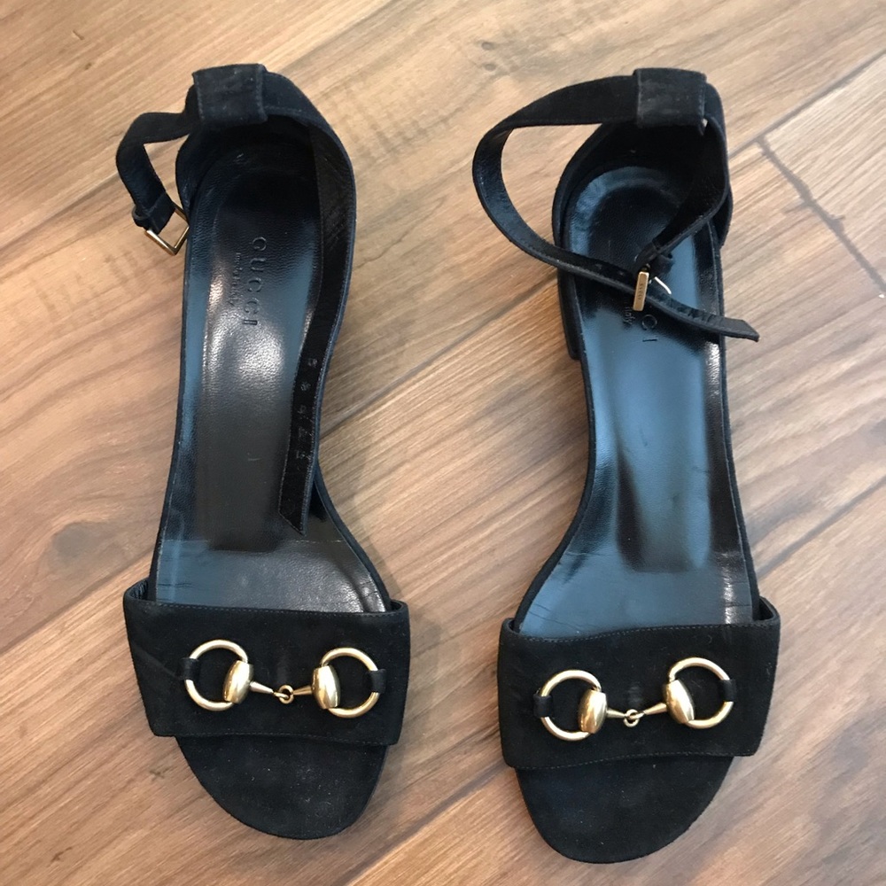 Gucci Black Sandals Angle Buckle With Little Heel